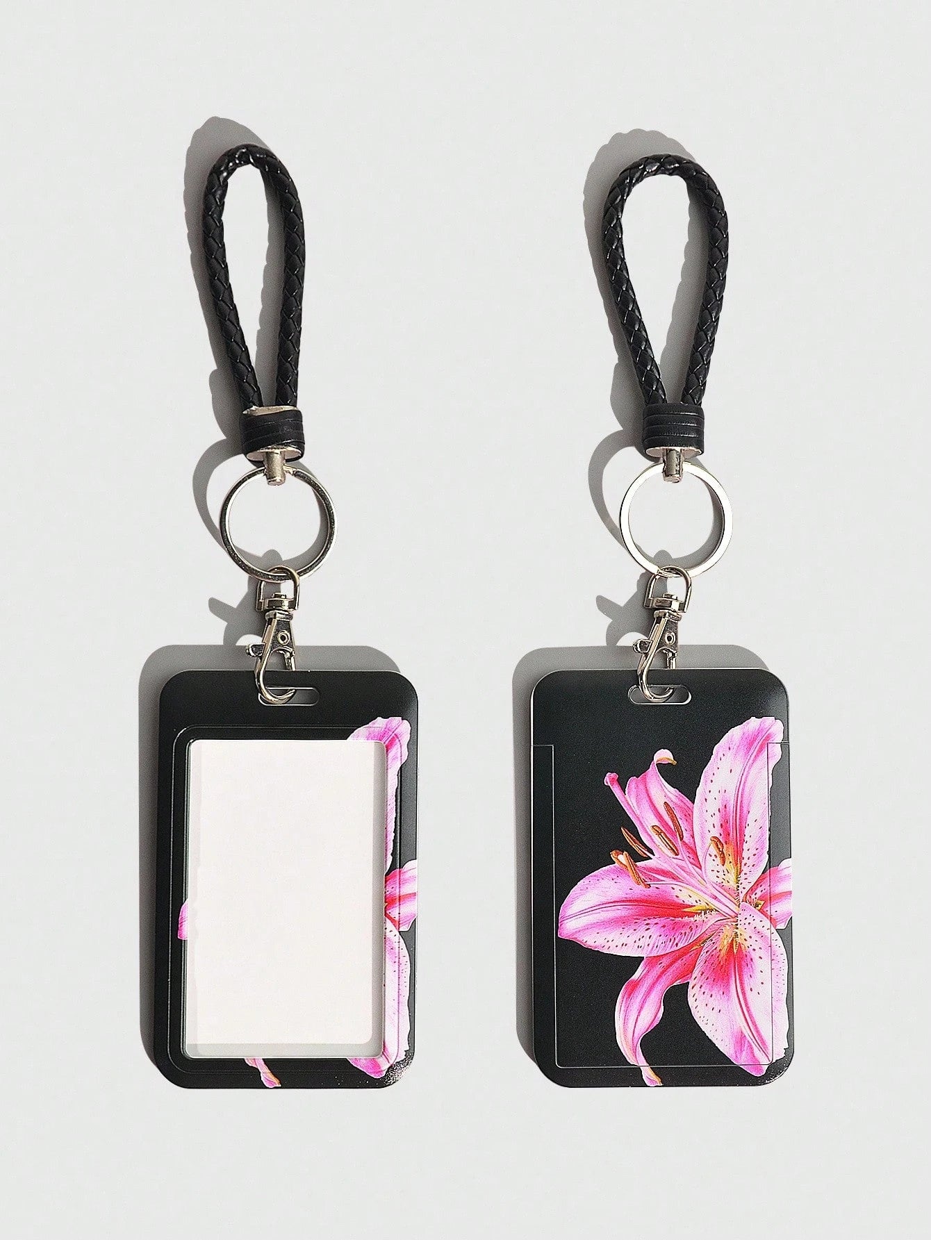 ROMWE Fairycore 1pc Cute Floral Slide Card Holder, Lily Pattern ID Card/Badge Case For Back To School