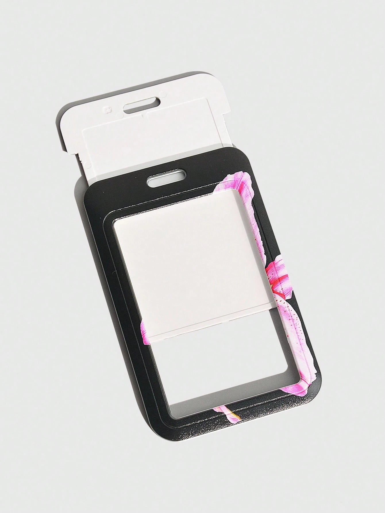 ROMWE Fairycore 1pc Cute Floral Slide Card Holder, Lily Pattern ID Card/Badge Case For Back To School