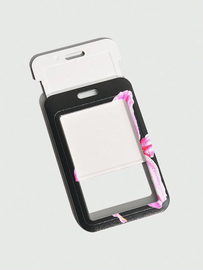 ROMWE Fairycore 1pc Cute Floral Slide Card Holder, Lily Pattern ID Card/Badge Case For Back To School