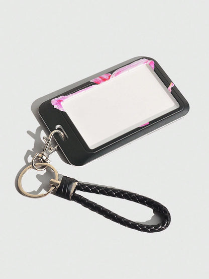ROMWE Fairycore 1pc Cute Floral Slide Card Holder, Lily Pattern ID Card/Badge Case For Back To School