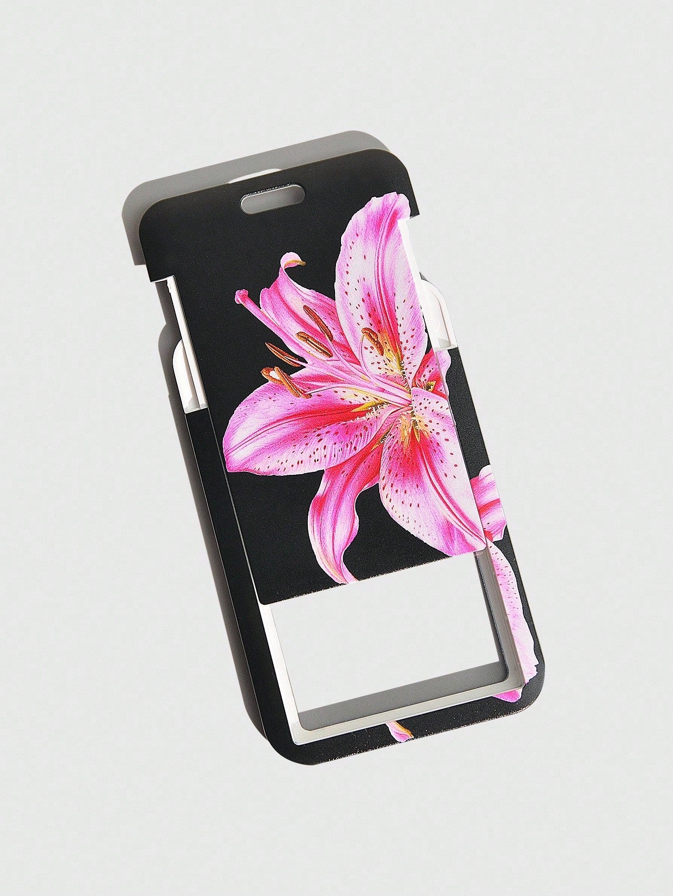 ROMWE Fairycore 1pc Cute Floral Slide Card Holder, Lily Pattern ID Card/Badge Case For Back To School