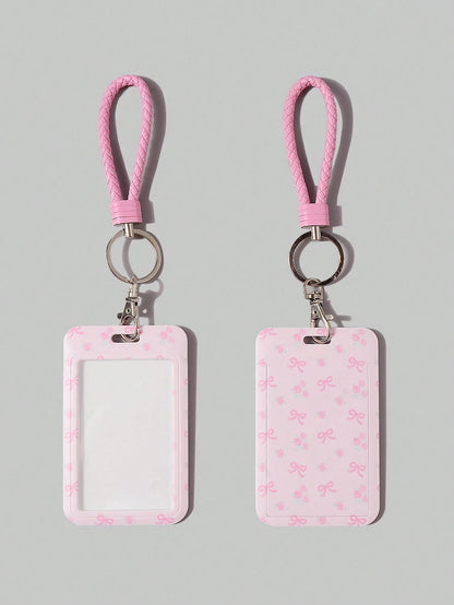 ROMWE Fairycore 1pc Cute Floral Slide Card Holder, Lily Pattern ID Card/Badge Case For Back To School