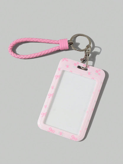 ROMWE Fairycore 1pc Cute Floral Slide Card Holder, Lily Pattern ID Card/Badge Case For Back To School