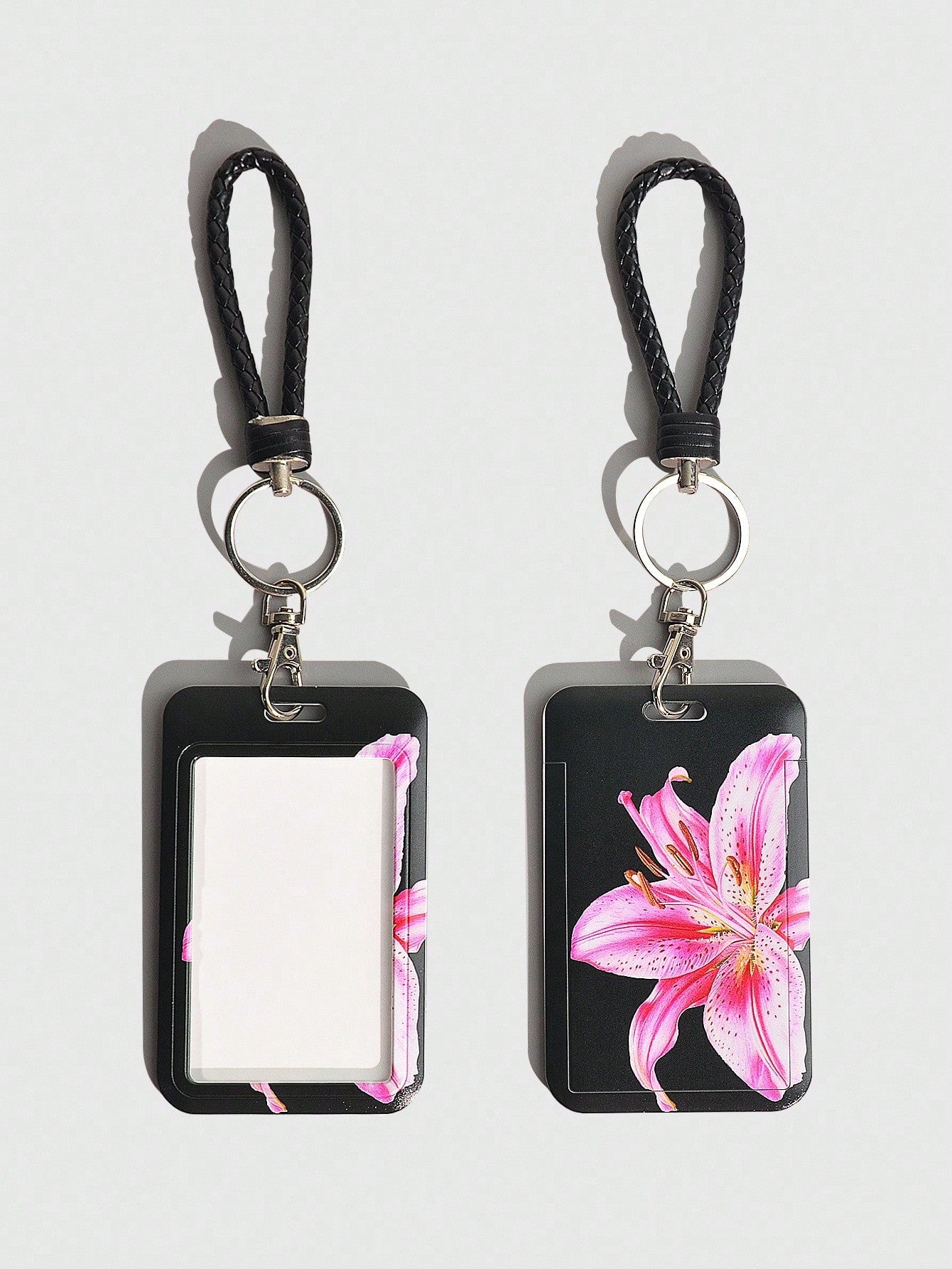 ROMWE Fairycore 1pc Cute Floral Slide Card Holder, Lily Pattern ID Card/Badge Case For Back To School