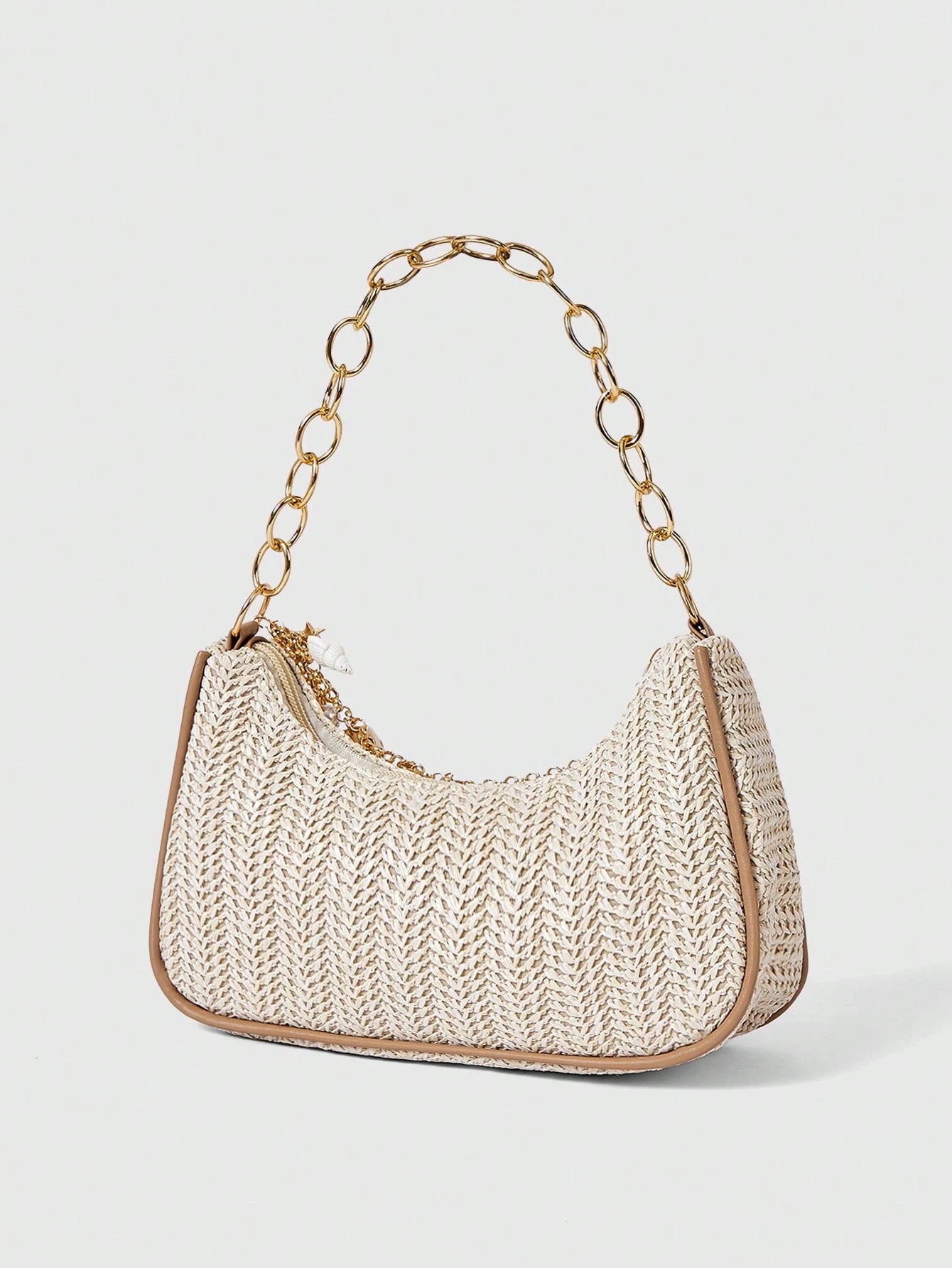ROMWE Fairycore 1pc Summer Beach Starfish Series Woven Shoulder Bag/Tote Bag, Beach Bag, Straw Handbag (Decoration Placement Random)