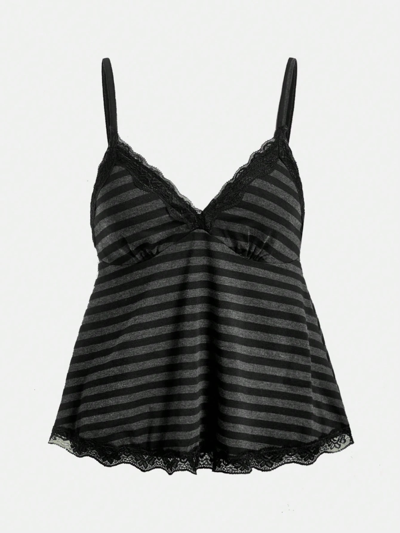 ROMWE Fairycore Women's Plus Size Striped Doll Top Lace Camisole For Summer