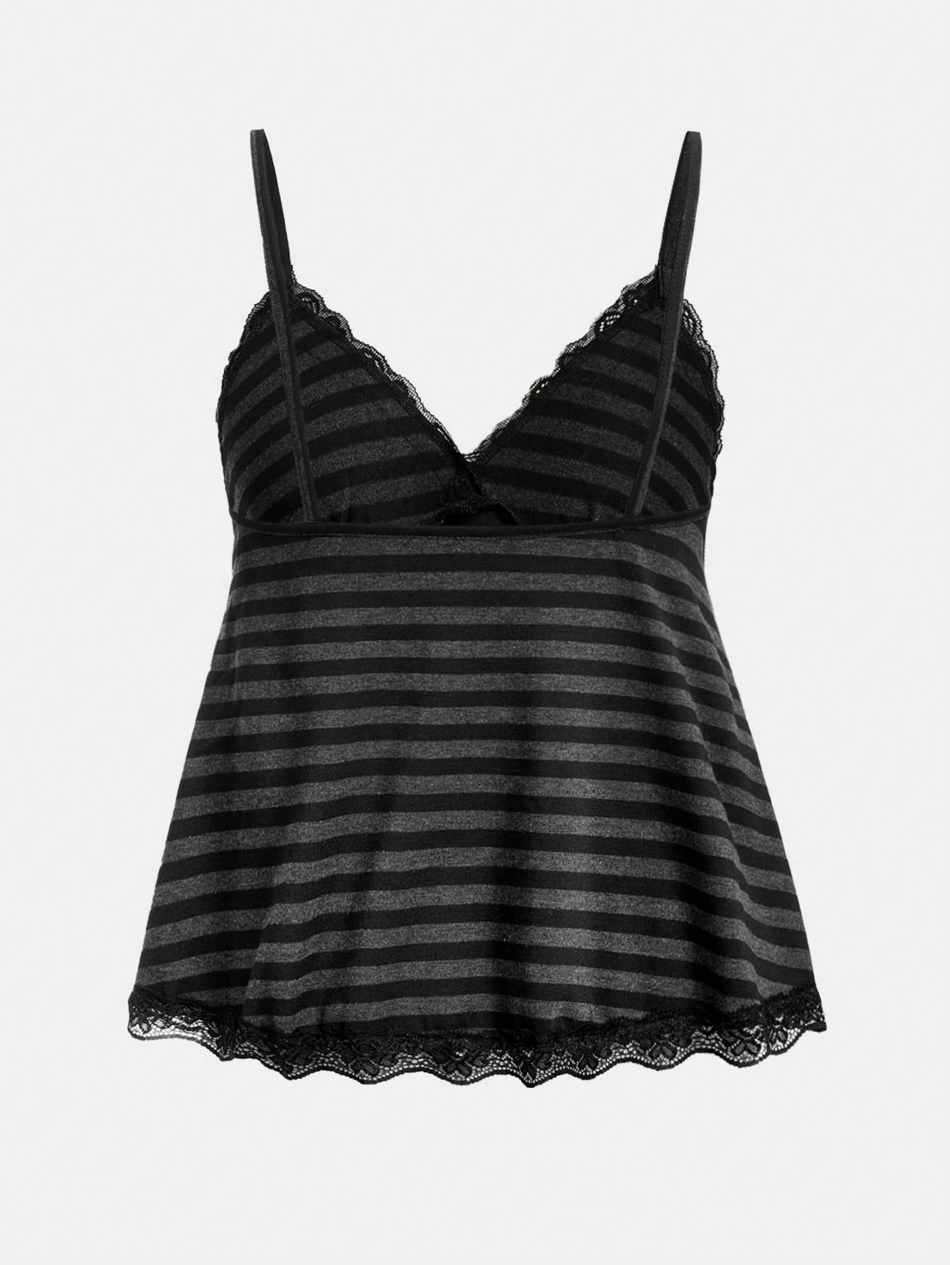 ROMWE Fairycore Women's Plus Size Striped Doll Top Lace Camisole For Summer