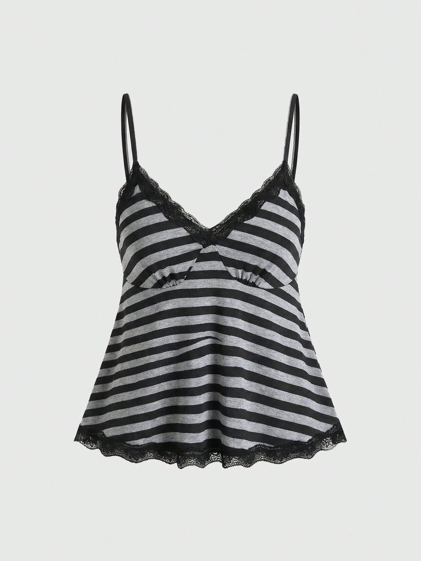 ROMWE Fairycore Women's Plus Size Striped Doll Top Lace Camisole For Summer