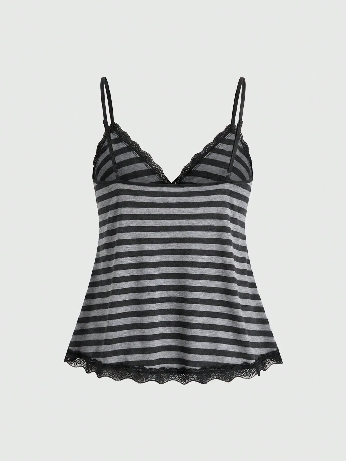 ROMWE Fairycore Women's Plus Size Striped Doll Top Lace Camisole For Summer
