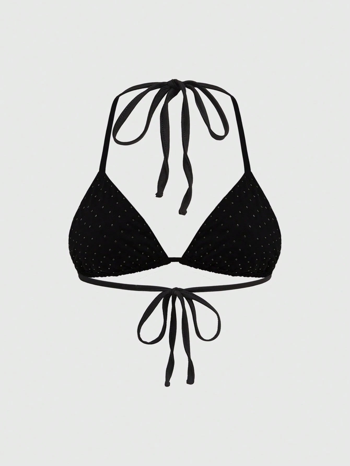 ROMWE Grunge Punk Summer Outfits Plus Size Women's Punk Rock Studded Halter Backless Bikini Top Studded Bra Spikes Rhinestone Bikini Top