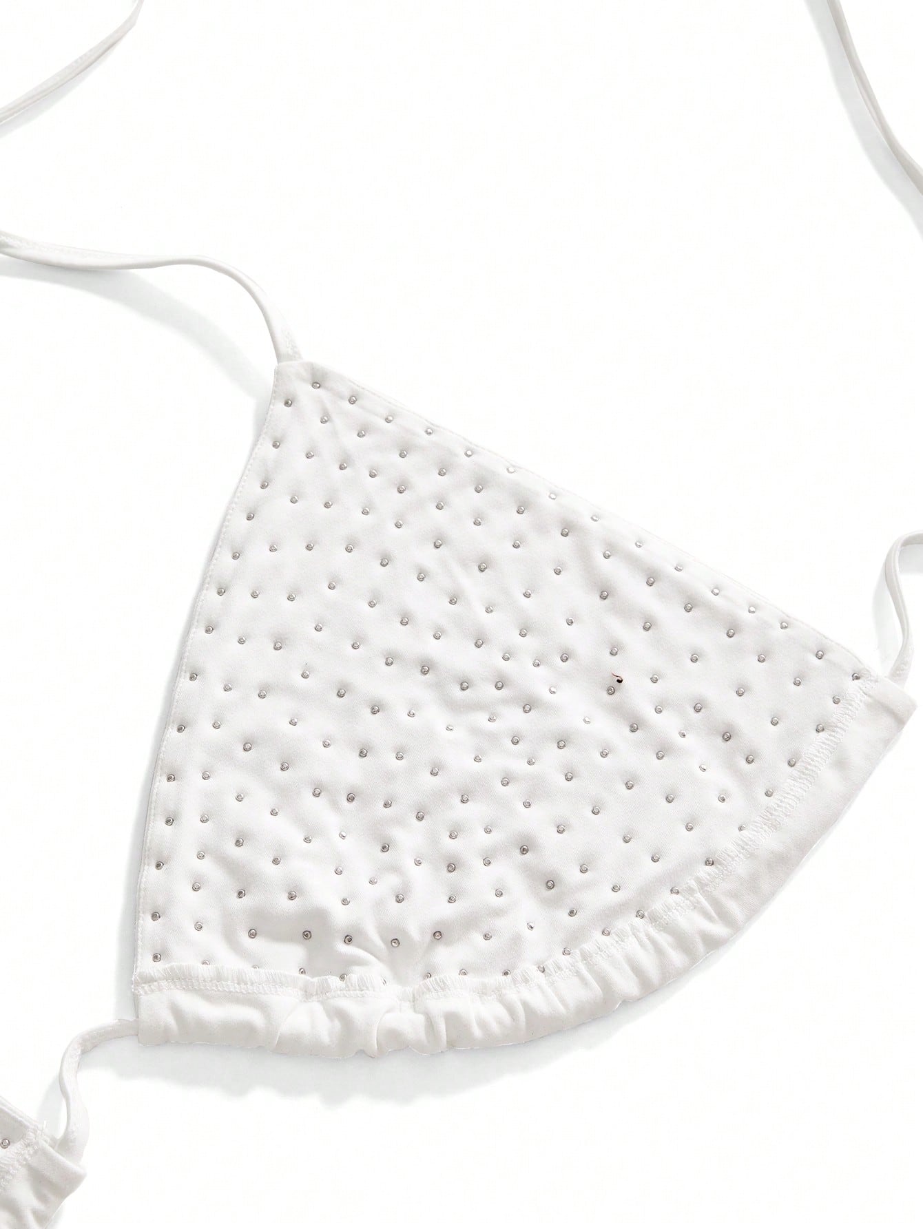 ROMWE Grunge Punk Summer Outfits Plus Size Women's Punk Rock Studded Halter Backless Bikini Top Studded Bra Spikes Rhinestone Bikini Top