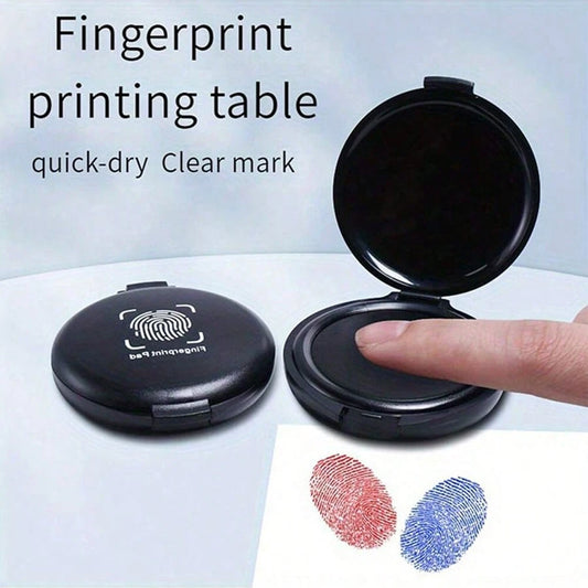 Round Flip-Top Fingerprint Ink Pad, Quick-Dry Portable Fingerprint Collection Pad, Compact Black Fingerprint Ink Box, Clear And Fast-Drying Imprints, Suitable For Forensic Fingerprint Collection, Cont