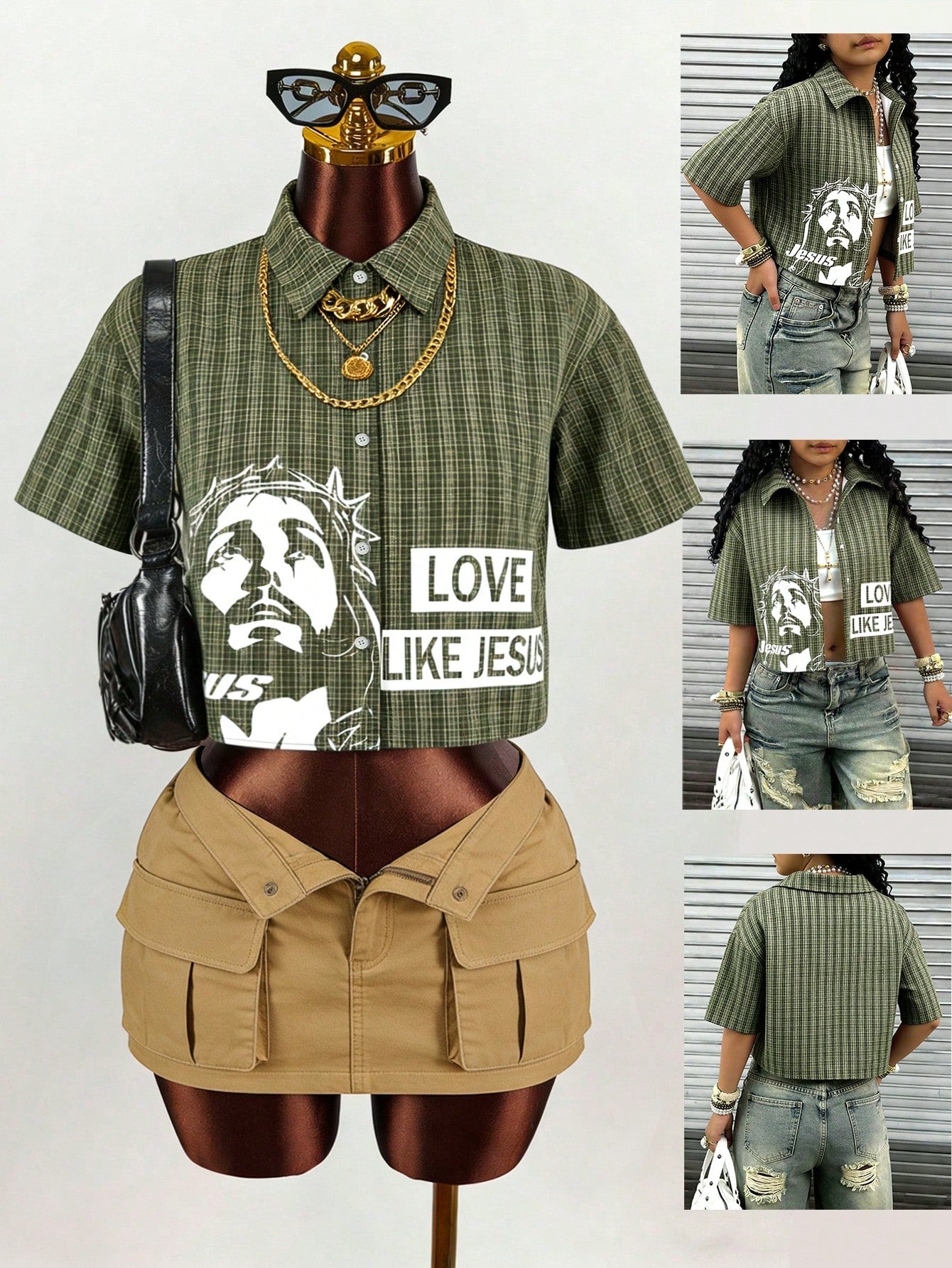 Rovax Y2K Streetwear Jesus Print Slogan Casual Women Shirt