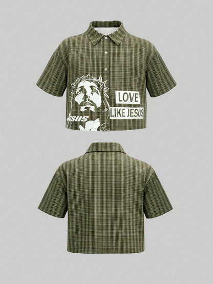 Rovax Y2K Streetwear Jesus Print Slogan Casual Women Shirt
