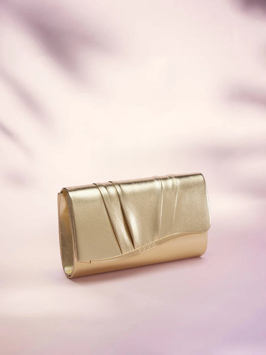 Rylithe Fashionable Women's PU Pleated Design Evening Clutch Bag, Party/Wedding Shoulder/Crossbody Chain Bag