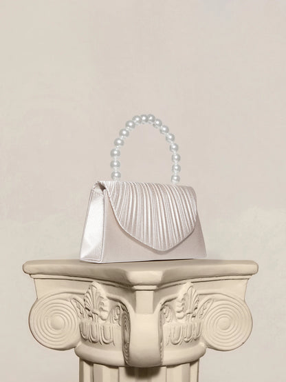 Rylithe OpulAura Women's, Faux Pearl Satin Handbag, Romantic, Party Bag, Refined & Charming Evening Gown Accessory