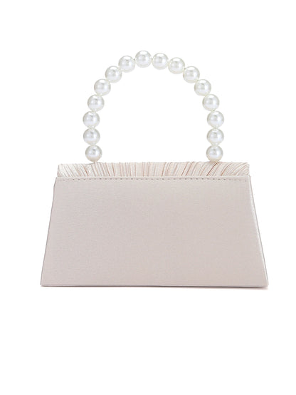 Rylithe OpulAura Women's, Faux Pearl Satin Handbag, Romantic, Party Bag, Refined & Charming Evening Gown Accessory