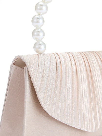 Rylithe OpulAura Women's, Faux Pearl Satin Handbag, Romantic, Party Bag, Refined & Charming Evening Gown Accessory