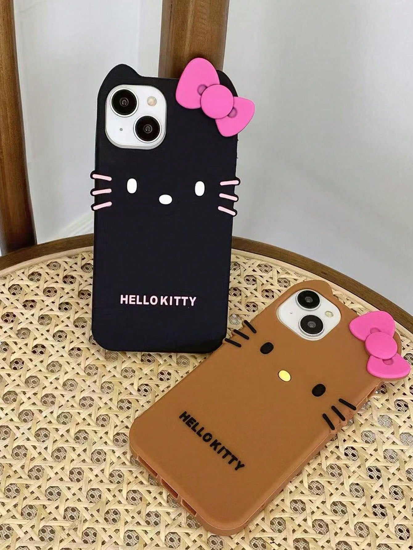 SANRIO 3D Cartoon Cute Black Skin KT Cat Silicone Soft Case Compatible With Apple 17 Pro Max, 16/15/14 Pro/16/12/11/13 Pro Max, Full Coverage Shockproof Personalized Creative Women's Phone Cover