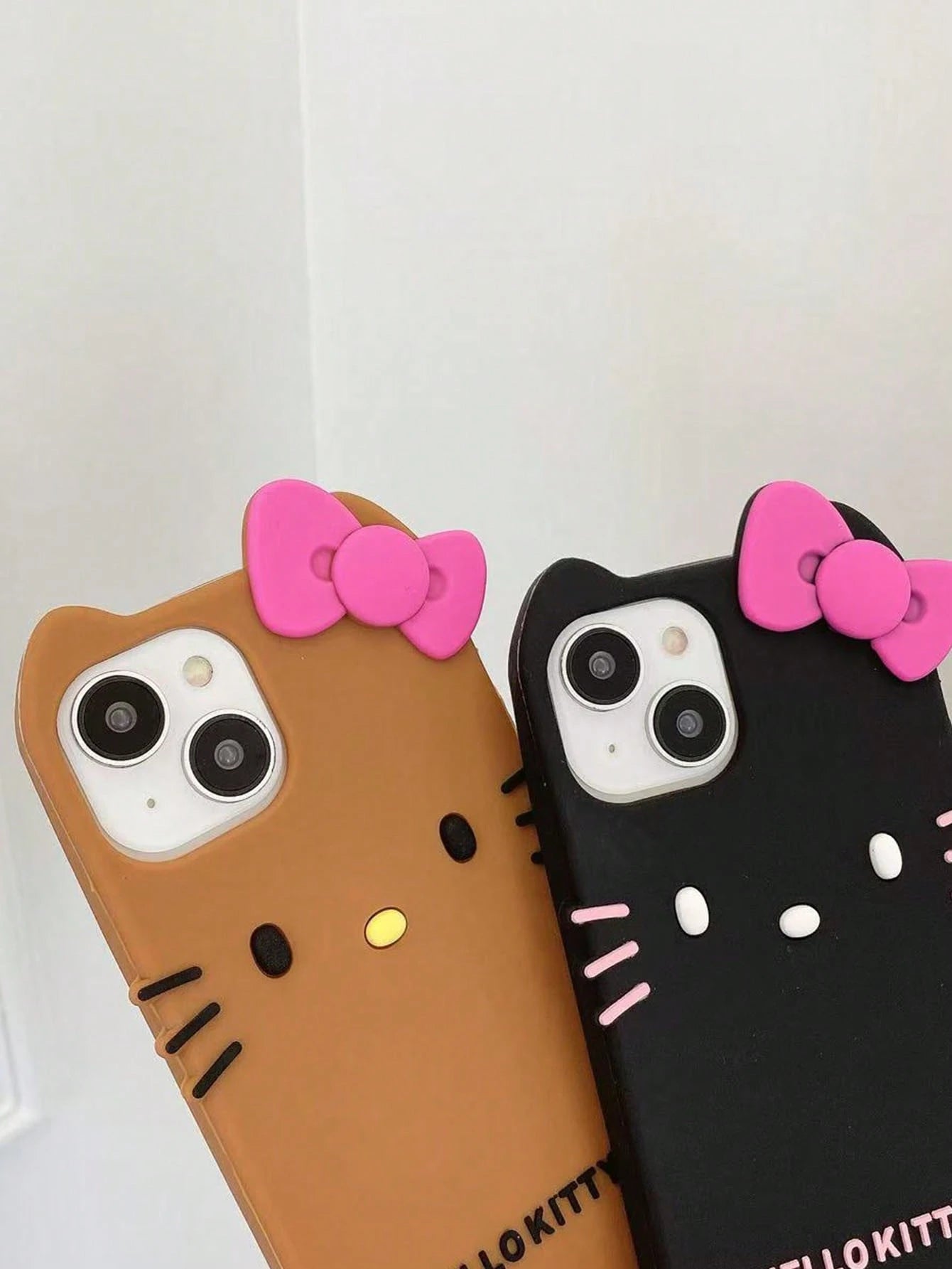 SANRIO 3D Cartoon Cute Black Skin KT Cat Silicone Soft Case Compatible With Apple 17 Pro Max, 16/15/14 Pro/16/12/11/13 Pro Max, Full Coverage Shockproof Personalized Creative Women's Phone Cover