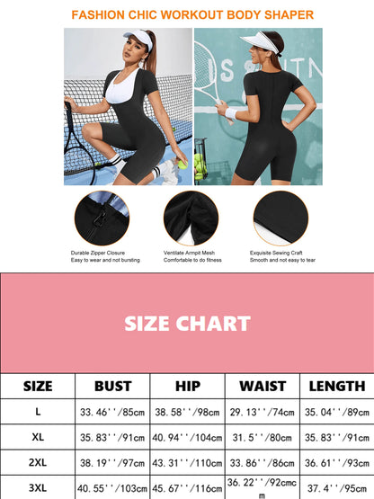 Sauna Suit For Women Sweat Vest Waist Trainer 3 In 1 Slimming Full Body Shaper Workout Top With Sleeve Shorts