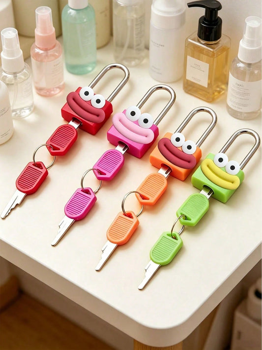 Sausage Lips Pattern Luggage Lock, Small Bag Padlock With Key, Copper Core Plastic Shell (Sausage Lips Pattern For Easy Matching), Compact And Sturdy, Suitable For Suitcases, Backpacks, Boxes, Laptop