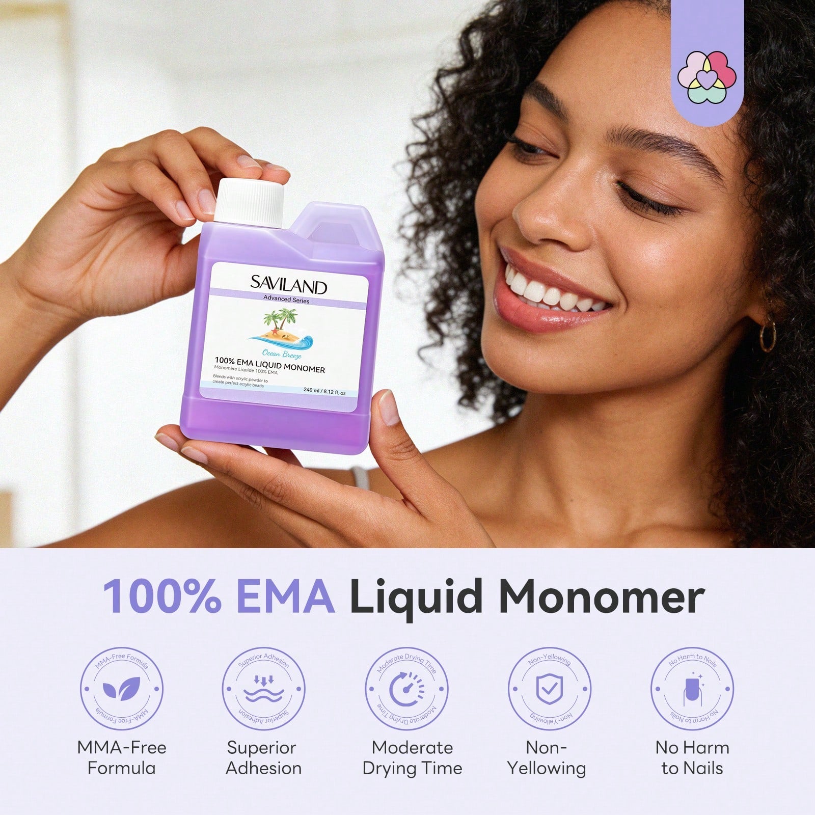 SAVILAND 240 Ml Pure EMA Monomer Acrylic Nail Liquid: Ocean Breeze Acrylic Liquid Scented Monomer Non-Yellowing For Acrylic Powder Nail Extension Carving Manicure DIY