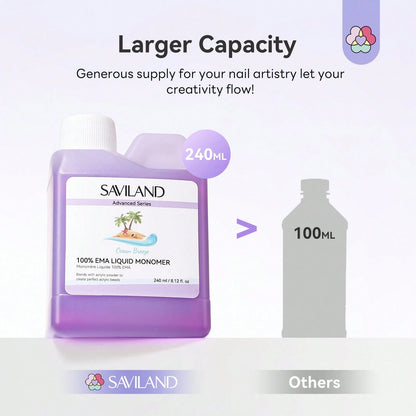 SAVILAND 240 Ml Pure EMA Monomer Acrylic Nail Liquid: Ocean Breeze Acrylic Liquid Scented Monomer Non-Yellowing For Acrylic Powder Nail Extension Carving Manicure DIY