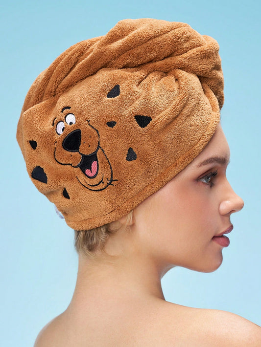 SCOOBY-DOO X 1Pc Cute Cartoon Embroidered Dry Hair Cap, Super Absorbent Dry Hair Cap, Suitable For Various Hair Qualities And Quantities, Water Absorption And Easy Drying