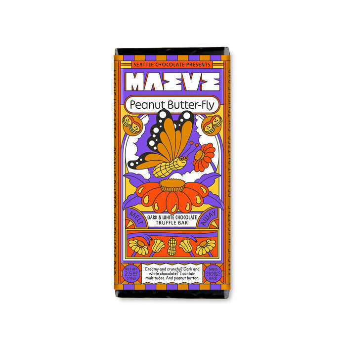 Seattle Chocolate Presents Maeve - Peanut Butter-fly Truffle Bar