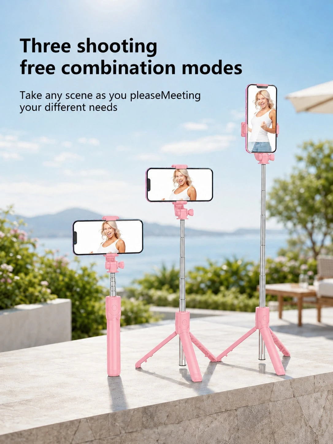Selfie Stick With Multifunctional Tripod & Phone Holder, Extended Remote Control Live Broadcast Tripod For General Photography, Travel & Selfie, Blue Compatible With IPhone Android Phone Mobile Phone