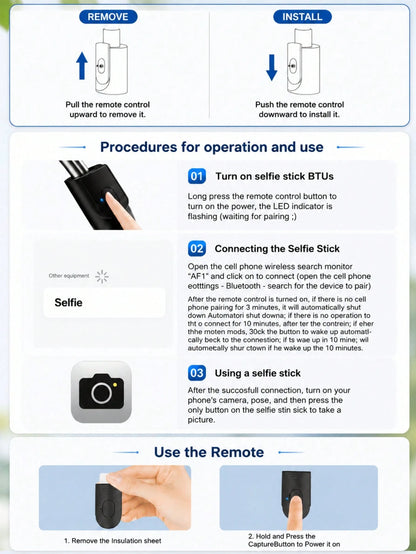 Selfie Stick With Multifunctional Tripod & Phone Holder, Extended Remote Control Live Broadcast Tripod For General Photography, Travel & Selfie, Blue Compatible With IPhone Android Phone Mobile Phone