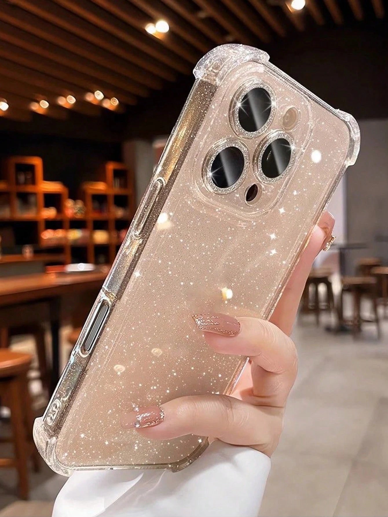 Sequin Luxury Shiny Transparent Soft Phone Case, Compatible With IPhone 16 Pro Max 15 14 13 12 11 Pro Plus 16E, Lens Protection Cover, Waterproof Shockproof Anti-Drop Anti-Scratch