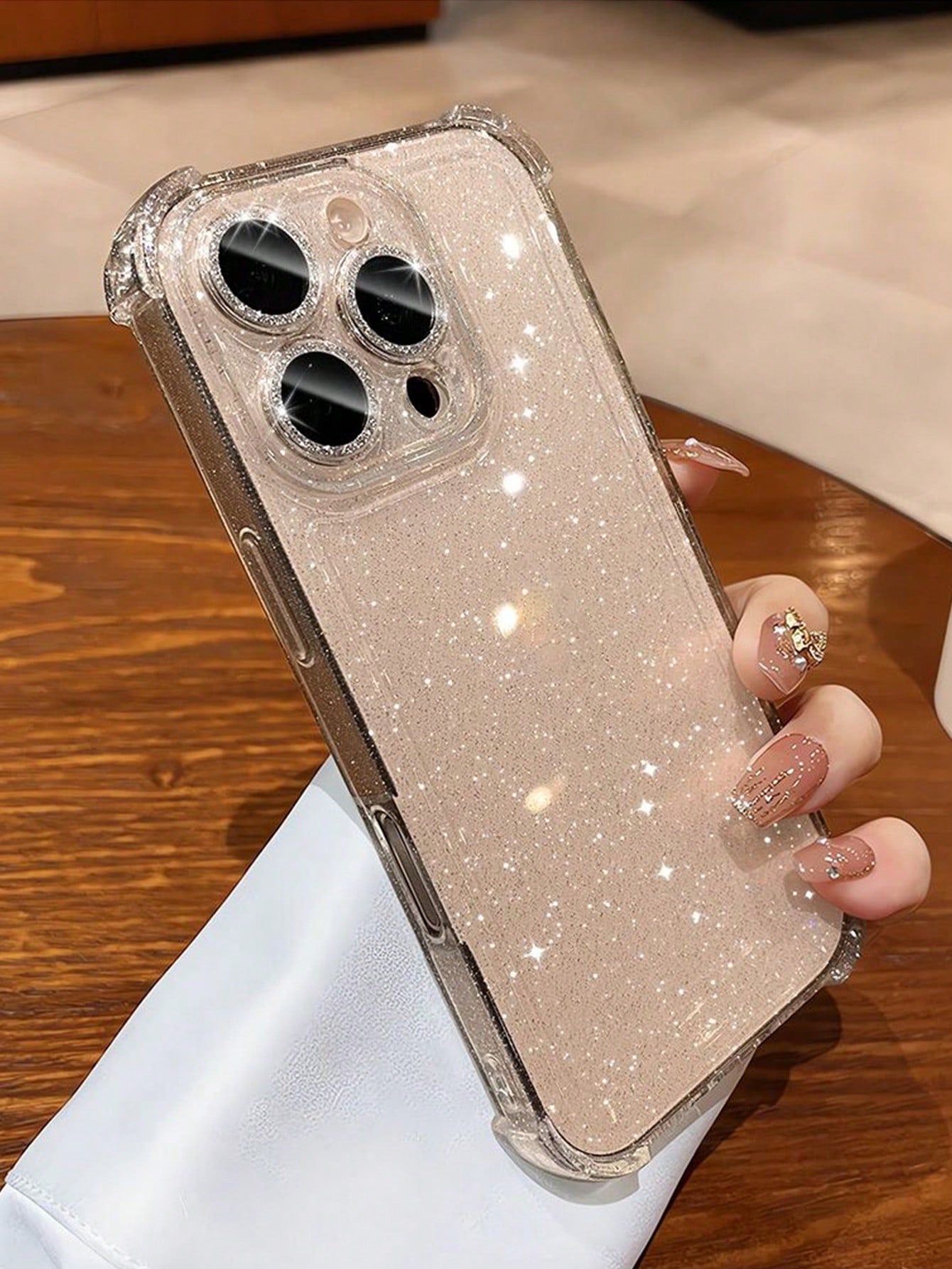 Sequin Luxury Shiny Transparent Soft Phone Case, Compatible With IPhone 16 Pro Max 15 14 13 12 11 Pro Plus 16E, Lens Protection Cover, Waterproof Shockproof Anti-Drop Anti-Scratch