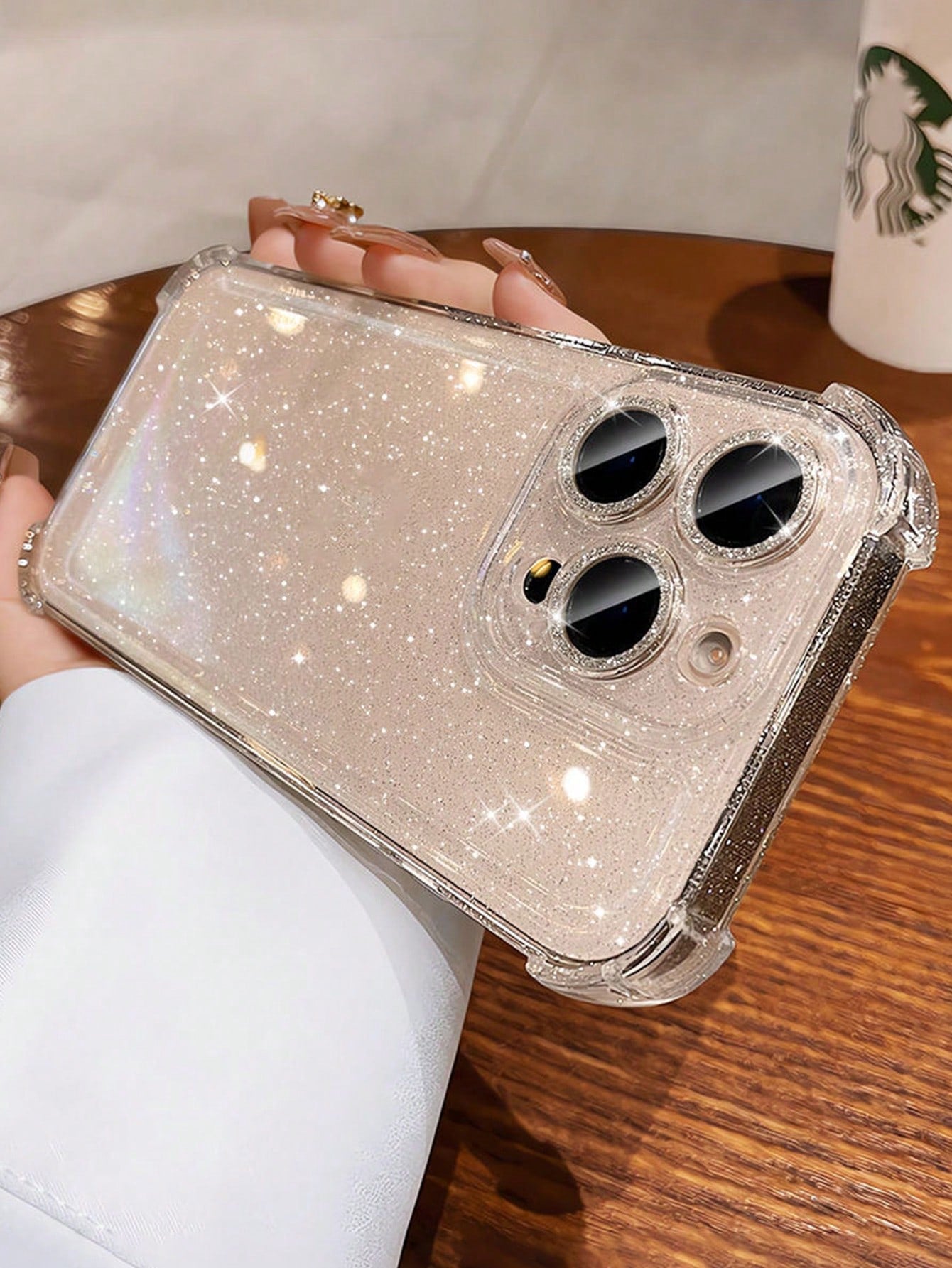 Sequin Luxury Shiny Transparent Soft Phone Case, Compatible With IPhone 16 Pro Max 15 14 13 12 11 Pro Plus 16E, Lens Protection Cover, Waterproof Shockproof Anti-Drop Anti-Scratch