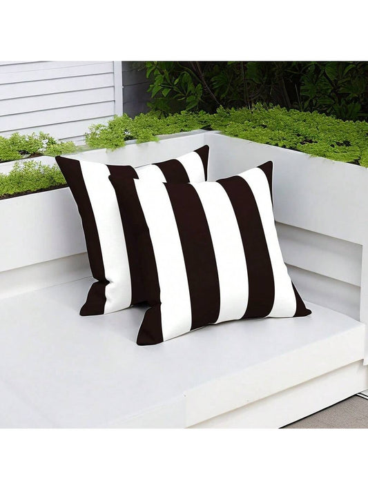 Set Of 2 Black Outdoor/Indoor Pillowcases For Decorating Sofa And Garden Cushions