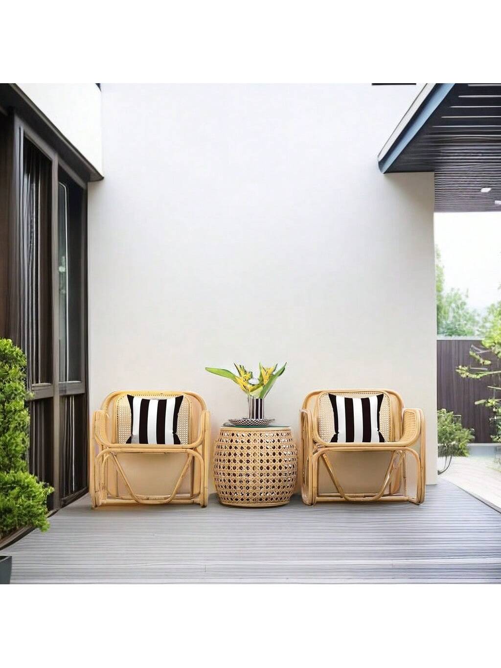 Set Of 2 Black Outdoor/Indoor Pillowcases For Decorating Sofa And Garden Cushions