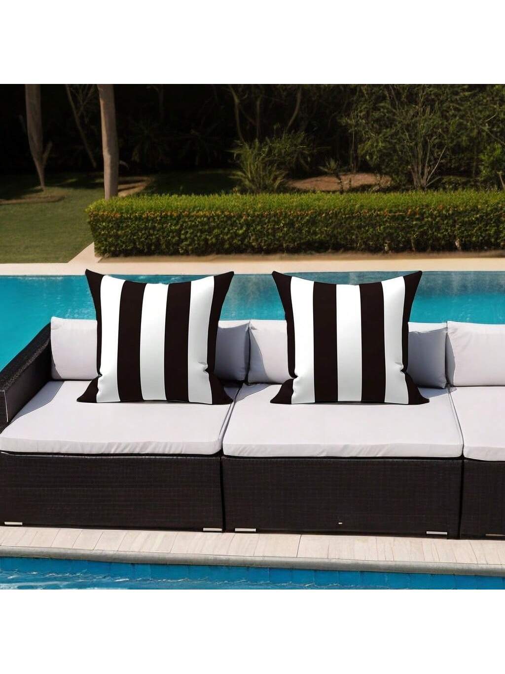Set Of 2 Black Outdoor/Indoor Pillowcases For Decorating Sofa And Garden Cushions