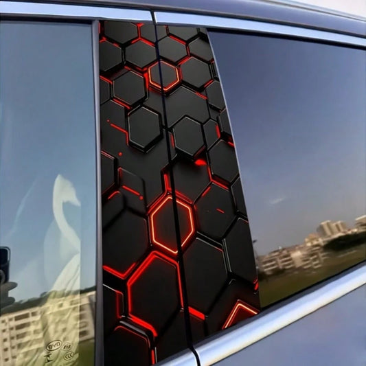 Set Of 2 Checkered Pattern Car Stickers, Suitable For All Vehicle Types, Waterproof And Scratch-Resistant Vinyl Decorative Stickers, Designed For Car Door B Pillars, Easy Self-Adhesive Installation, S