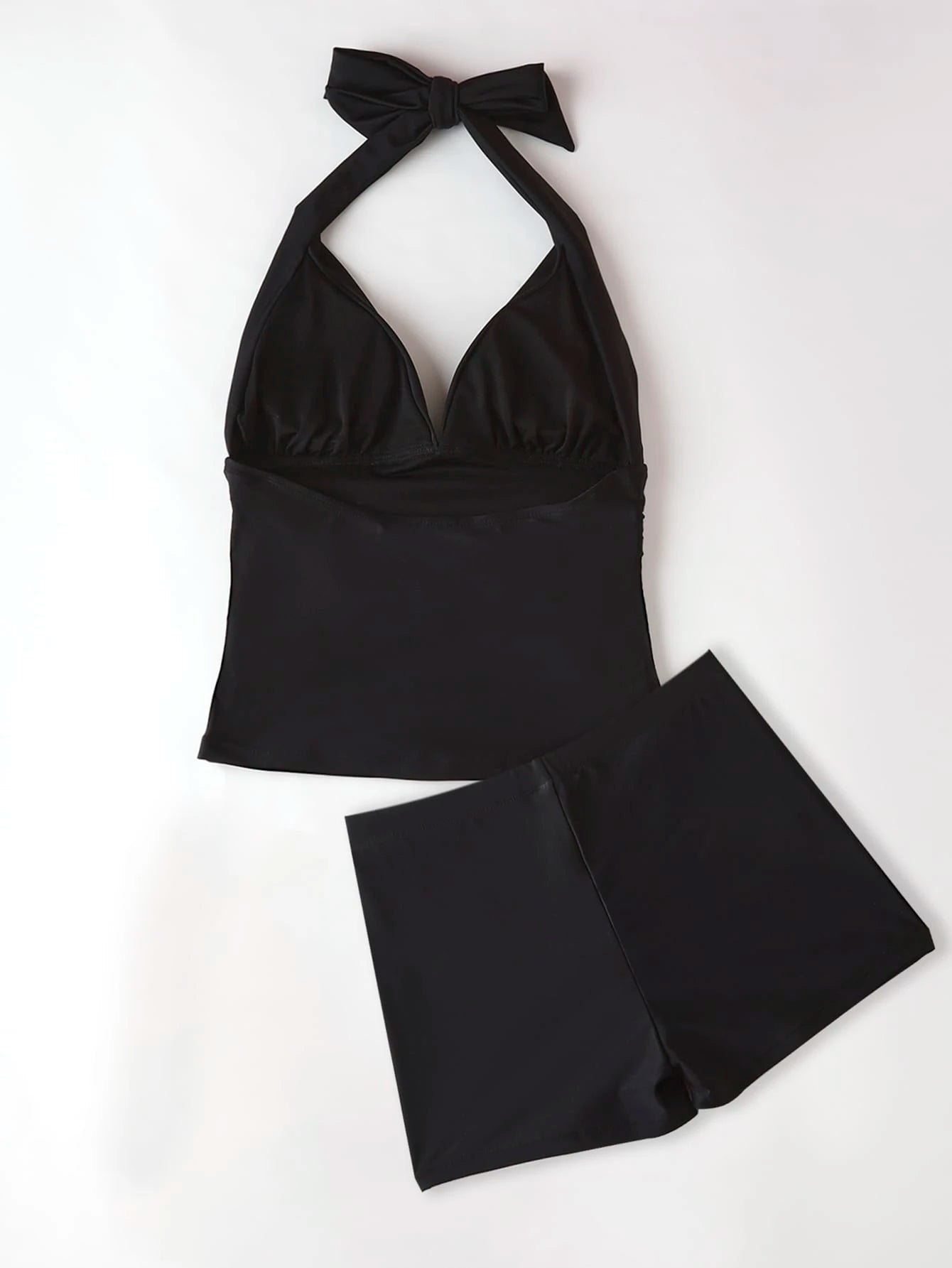 Shapewave Summer Beach Plain Tummy Control Halter Shorts Tankini