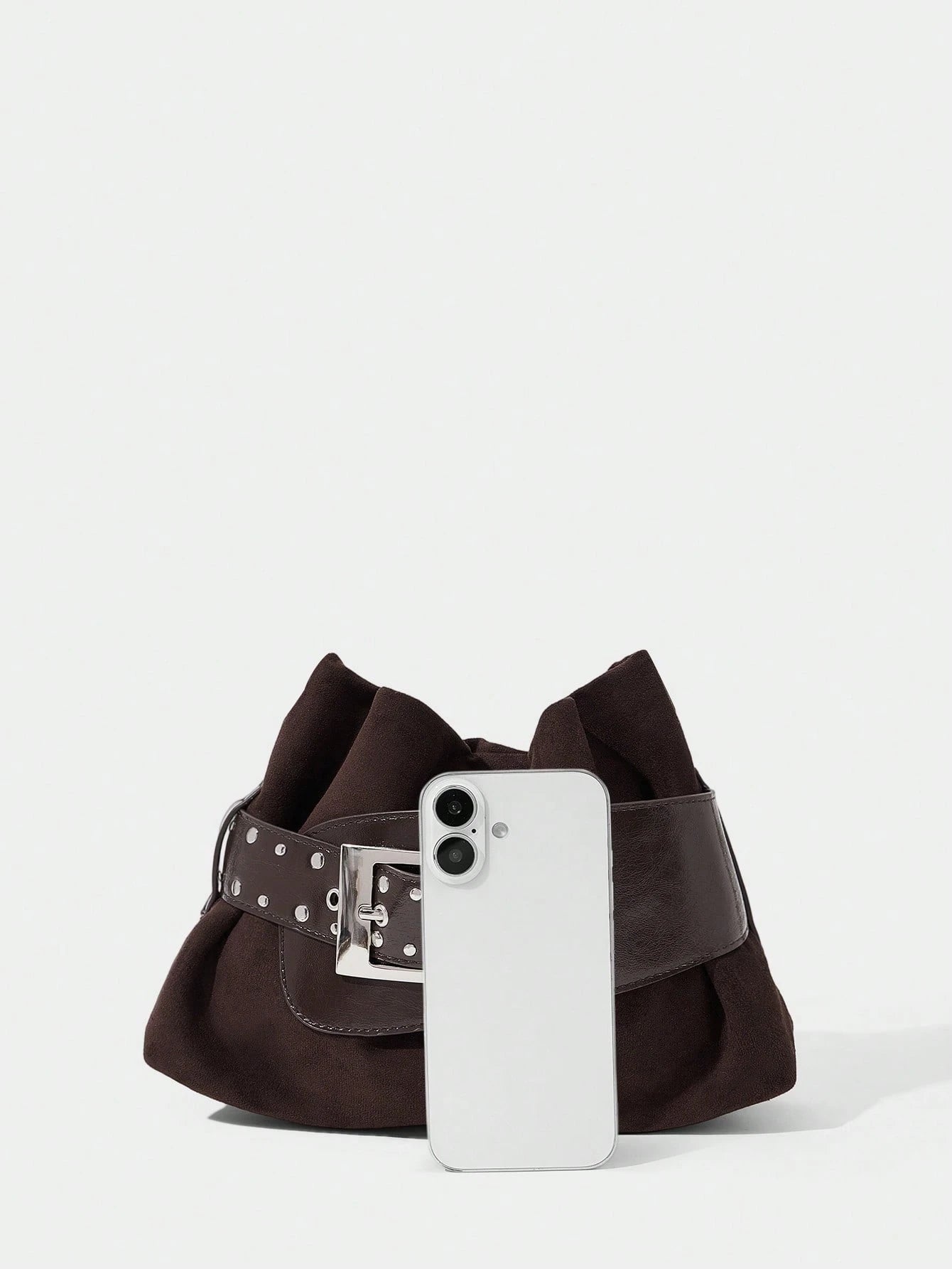 SHECARRY Ladies' Stylish Soft Clutch With Belt Buckle Trim Details