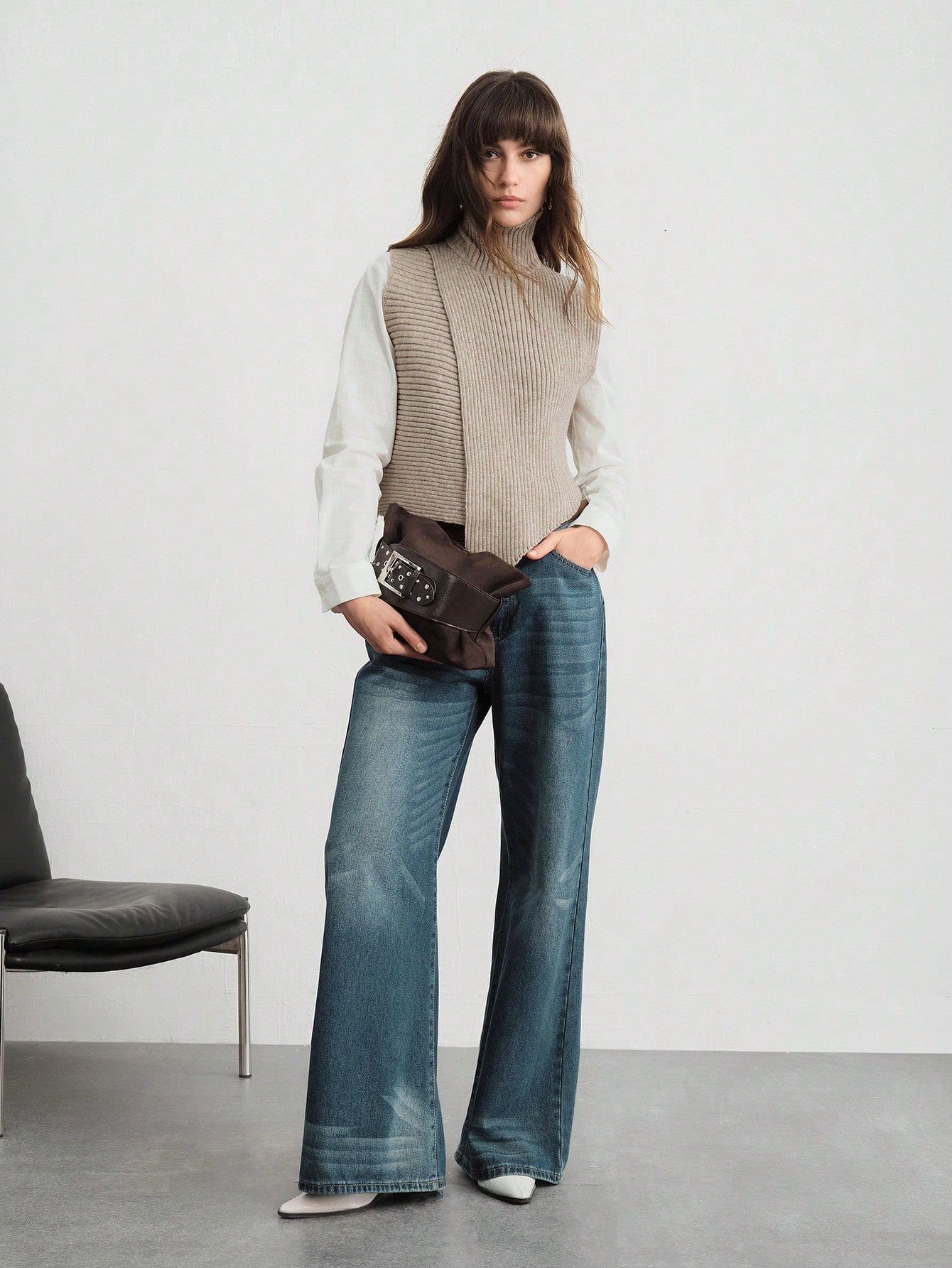 SHECARRY Ladies' Stylish Soft Clutch With Belt Buckle Trim Details