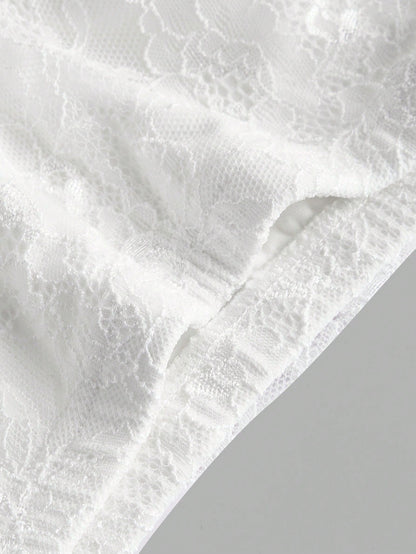 SHEIN MOD Women's White Lace Ruffle Hem Mini Skirt,Valentine Day,Vacation Outfits Woman,Club Outfits Women