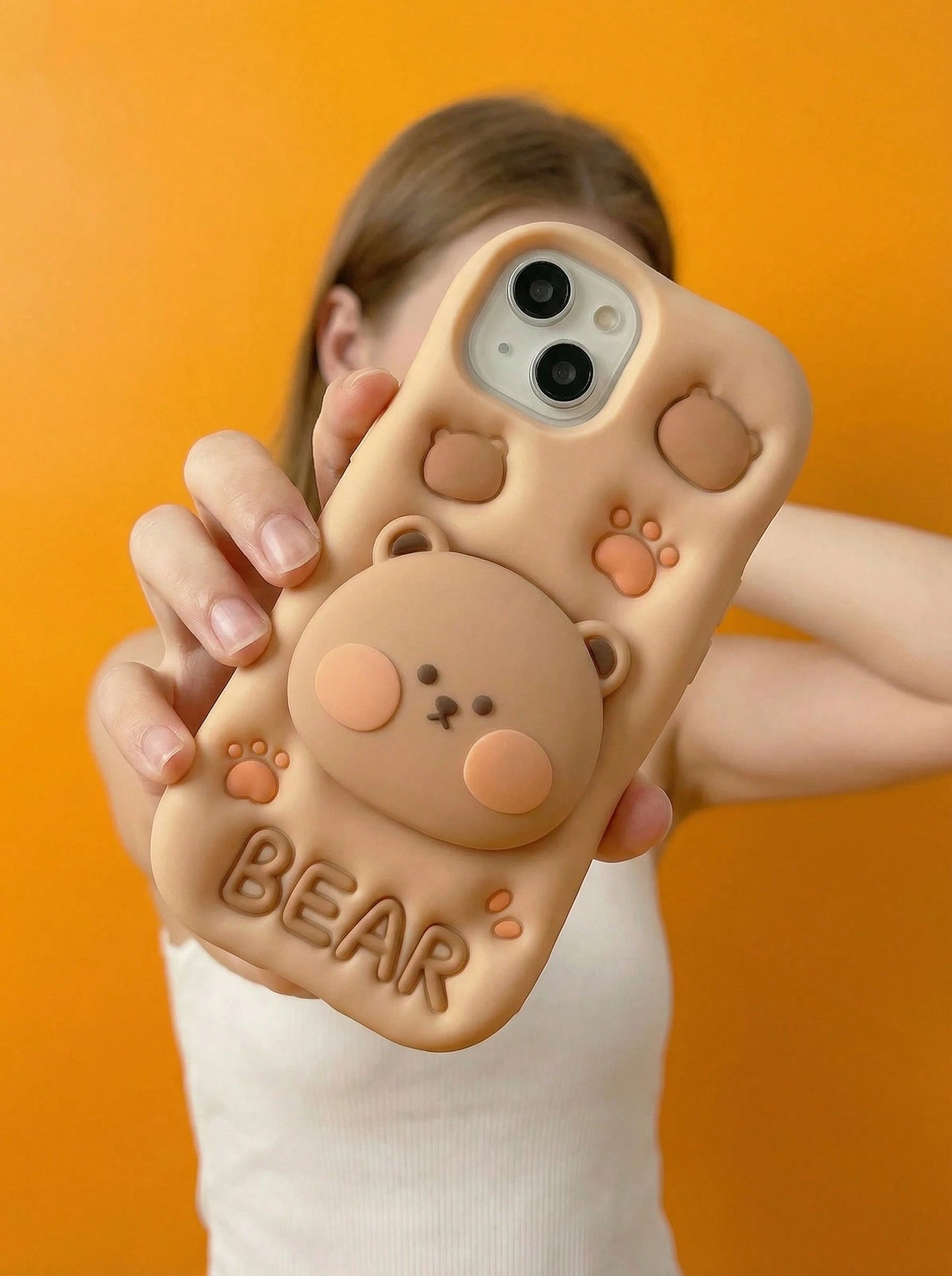 ShellaStory 3D Bear Expandable Stand Phone Case Compatible With 13,14ProMax/I14Pro/14, IPhone17ProMax, Novelty Silicone Cartoon Case For 11/12/15ProMax/15Pro/15, 16ProMax/16Pro/16, Cute Basic Case