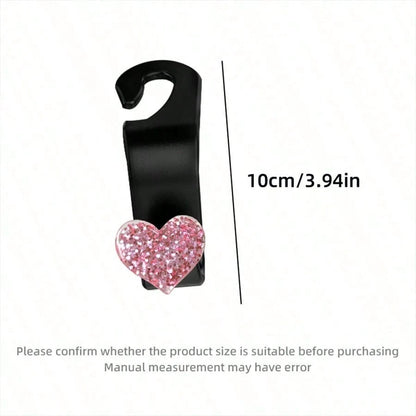 Shiny Rhinestone Heart-Shaped Car Hook, Used For Hanging Wallets And Bags, Multi-Functional Headrest Hook, Can Store Car Items, Fashionable Storage For Backpacks, Umbrellas And Shopping Bags