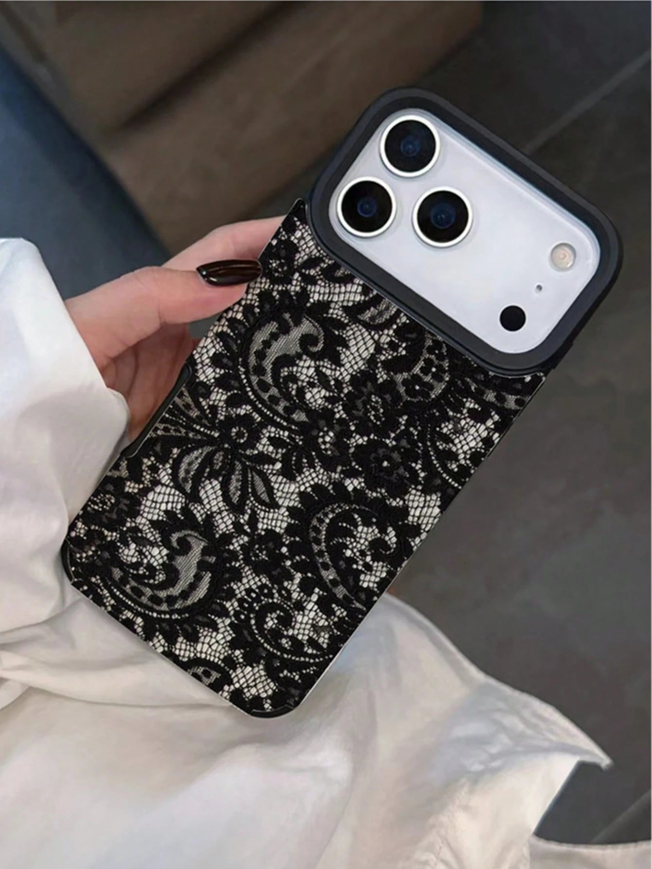 Shockproof Lace Element 1pc Acrylic 2-In-1 Lace Pattern Phone Case Compatible With IPhone 17 Pro Max 11/12/13/14 Plus XR/7/8 Plus 15 Pro Max 17 Pro 17 Air 16 Pro Max And Series Spring Gift Birthday Ca