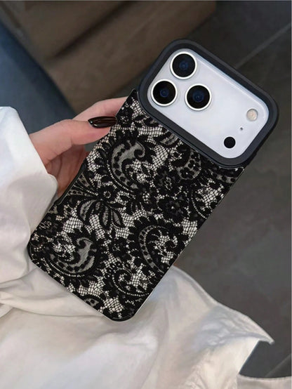 Shockproof Lace Element 1pc Acrylic 2-In-1 Lace Pattern Phone Case Compatible With IPhone 17 Pro Max 11/12/13/14 Plus XR/7/8 Plus 15 Pro Max 17 Pro 17 Air 16 Pro Max And Series Spring Gift Birthday Ca