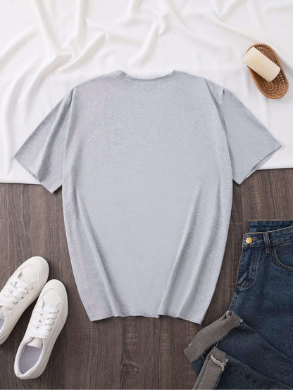 Short-Sleeved WAYMAKER Letter Print Round Neck Fashion Versatile T-Shirt Women Oversized Loose Fit T-Shirt Retro Graphic Print Short Sleeve Streetwe