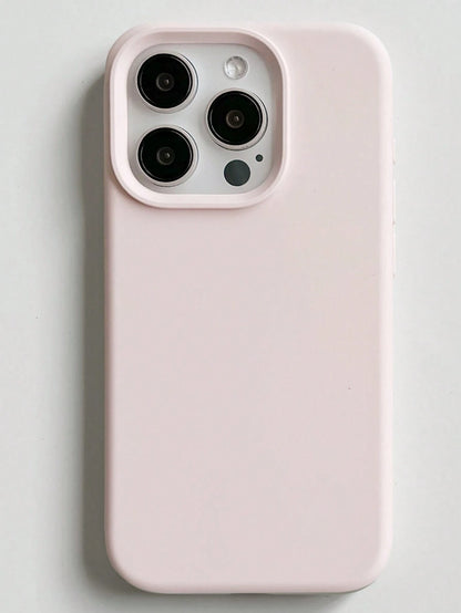 Silicone Pink Solid Color Material Liquid Silicone Shockproof Plain Phone Case With Concave Button Design Compatible With IPhone 17 AIR 16 15 14 13 12 11 Pro Max Soft Waxy Texture Skin-Friendly And Co