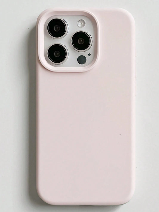 Silicone Pink Solid Color Material Liquid Silicone Shockproof Plain Phone Case With Concave Button Design Compatible With IPhone 17 AIR 16 15 14 13 12 11 Pro Max Soft Waxy Texture Skin-Friendly And Co